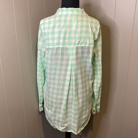 C Red Camel Women’s Medium Casual Button Down Shirt Plaid Sheer Chest Pocket - Picture 4 of 6